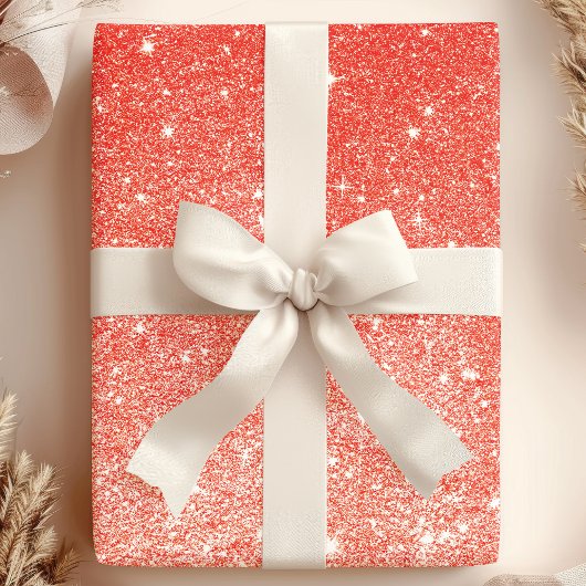 Glanzend Rode Ombre Glitter Cadeaupapier