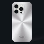 Glanzend Roestvrij staal Metalli Look- Monogram iPhone 15 Pro Case<br><div class="desc">Glimmende metallic roestvrij staal look,  metalen textuur. Aangepast en optioneel monogram. Design is beschikbaar op andere producten en kan worden aangevraagd op elk product dat we aanbieden bij Zazzle.</div>