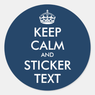 Glanzend rond houd kalm en draag blauwe stickers