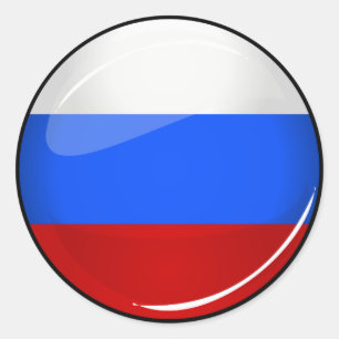 Glanzend Rond Rusland Vlag Ronde Sticker