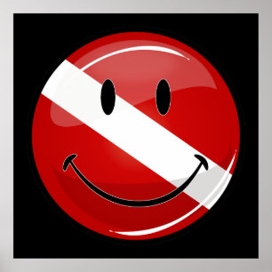 Glanzend rondglimlachend duikervlag Poster