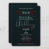 Glanzend rood Bladeren Zwart Modern Glam Gothic We Kaart (Voorkant / Achterkant)