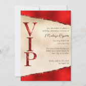 Glanzend rood en goud Glamoureus VIP Party Kaart (Voorkant)