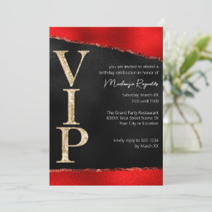 Glanzend Rood en Goud Glitter Glamoureuze VIP-Part Kaart