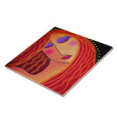 Glanzend rood haar Abstract digitaal schilderen Tegeltje (Zijkant)