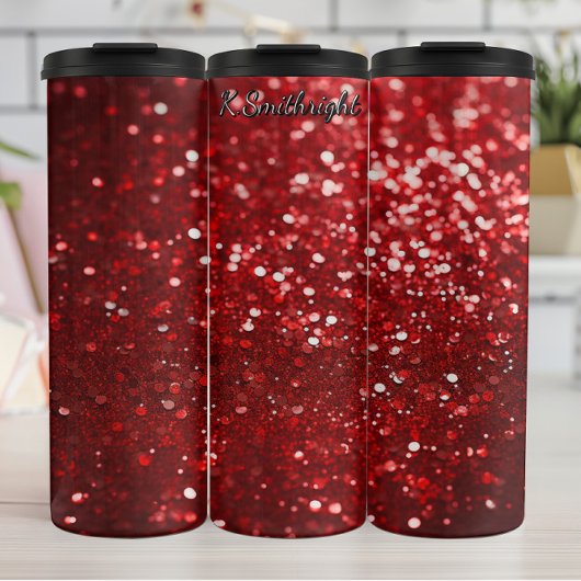 Glanzend Rood Kerst Glitter Thermosbeker