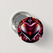 Glanzend Rood Metallic Hart Ronde Button 3,2 Cm (Voorkant /achterkant)