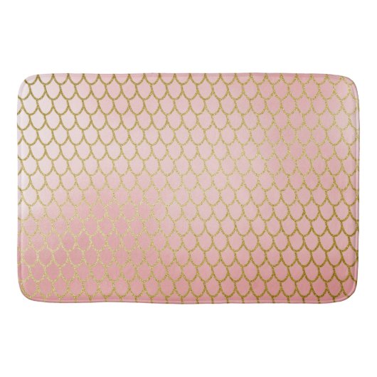 Glanzend Roos Blush Gold Glitter Mermaid Scales Badmat (Voorkant)