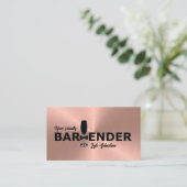 Glanzend Roos Gold Event Bartender Visitekaartje (Staand voorkant)