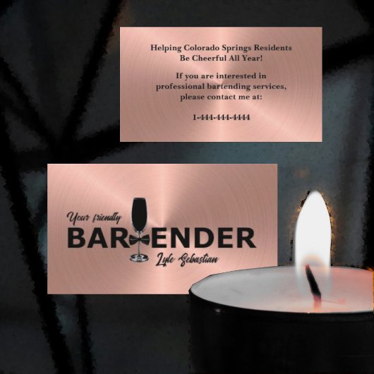 Glanzend Roos Gold Event Bartender Visitekaartje