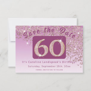 Glanzend Roos Gouden Glitter voor 60e Verjaardag Save The Date