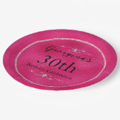 Glanzend Roze en Glitters en Diamanten Papieren Bordje (Gekanteld)