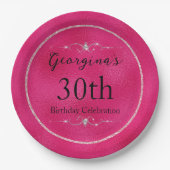 Glanzend Roze en Glitters en Diamanten Papieren Bordje (Voorkant)