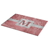 Glanzend Roze Folie en Glitter Monogram Snijplank (Hoek)