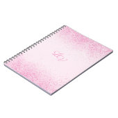 Glanzend Roze Glitterstof Spiraal Foto Notitieboek (Linkerzijde)