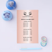 Glanzend roze Gouden WIMPER SALON SERVICE LIJST Flyer (Enkel)