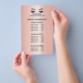 Glanzend roze Gouden WIMPER SALON SERVICE LIJST Flyer (Hand)