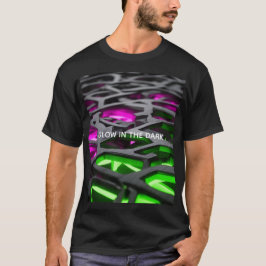 Glanzend Roze Groene Futuristische 3D Traliewerk T-shirt