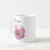 Glanzend Roze Hollyhock Flower Personalized Mug Koffiemok (Voorkant links)