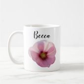 Glanzend Roze Hollyhock Flower Personalized Mug Koffiemok (Links)