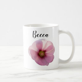 Glanzend Roze Hollyhock Flower Personalized Mug Koffiemok