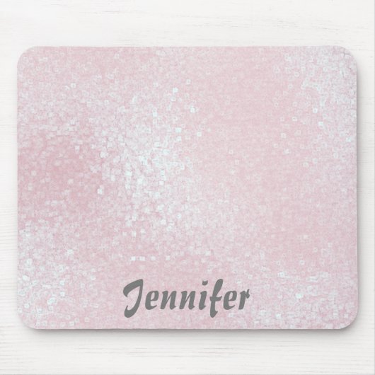 Glanzend roze, MEESTAL Glitter PERSONALIZED JOUW N Muismat (Voorkant)