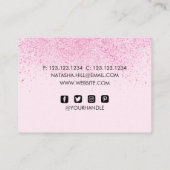 Glanzend Roze Poederstof Visitekaartje (Achterkant)