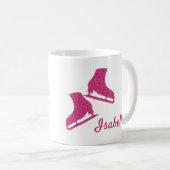 Glanzend roze schaatsen koffiemok (Voorkant rechts)