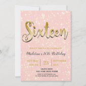 Glanzend Roze | Sweet 16 Kaart (Voorkant)
