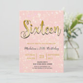 Glanzend Roze | Sweet 16 Kaart (Staand voorkant)