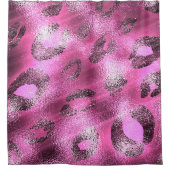 Glanzend roze & zwart luipaard Cheetah Print Glam Douchegordijn (Voorkant)