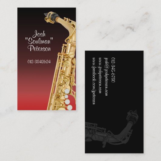 Glanzend Saxaphone Red Gradient Visitekaartje (Voorkant / Achterkant)
