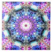 glanzend stromend geometrisch fractaal mandala tegeltje (Voorkant)