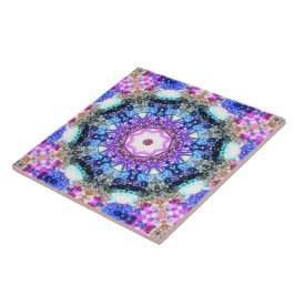 glanzend stromend geometrisch fractaal mandala   tegeltje