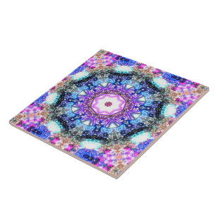 glanzend stromend geometrisch fractaal mandala   tegeltje