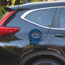 Glanzend Transparant -Cute Astronaut Kat 14x14 Sticker