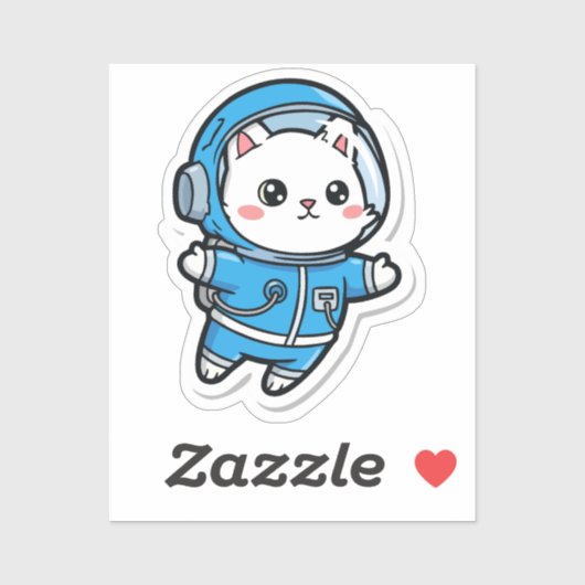 Glanzend Transparant -Cute Astronaut Kat 2x2 Sticker (Vel)