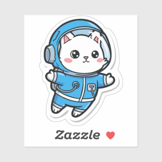 Glanzend Transparant -Cute Astronaut Kat 3x3 Sticker (Vel)
