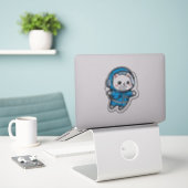 Glanzend Transparant -Cute Astronaut Kat 6x6 Sticker (Laptop op bureau)