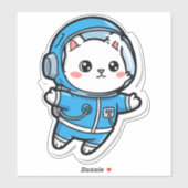 Glanzend Transparant - Schattige Astronaut Kat 8x8 Sticker (Vel)