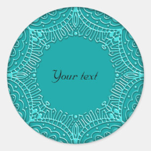 Glanzend turquoise sierontwerp ronde sticker