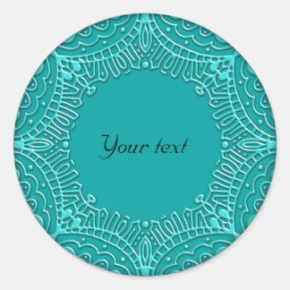 Glanzend turquoise sierontwerp ronde sticker