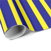 Glanzend Verpakkend Document Blauw & Gele Streep Cadeaupapier (Rol Hoek)