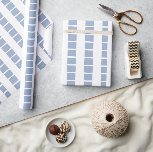 Glanzend Verpakkend Document Blauw & Witte Streep Cadeaupapier (Crafts)