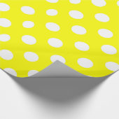 Glanzend Verpakkend Document Geel & Witte Polka-Pu Cadeaupapier (Hoek)