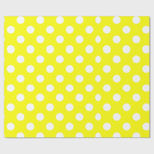 Glanzend Verpakkend Document Geel & Witte Polka-Pu Cadeaupapier (Vlak)
