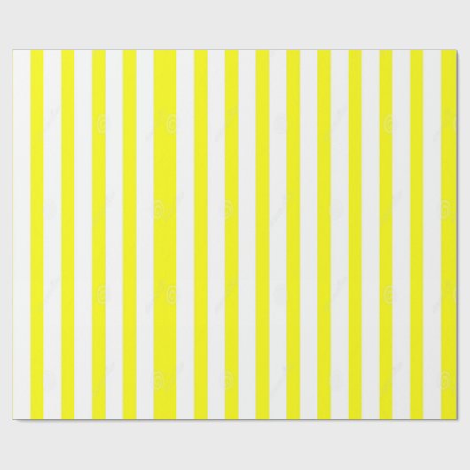 Glanzend Verpakkend Document Gele & Witte Streep Cadeaupapier (Vlak)