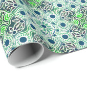 Glanzend Verpakkend document groen geometrisch Cadeaupapier (Rol Hoek)