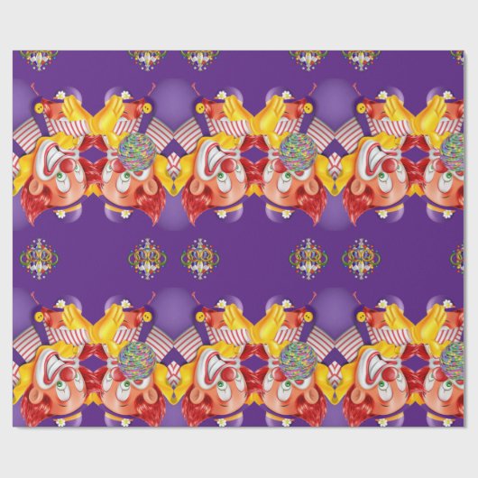 Glanzend Verpakkend Document Paarse Clown Cadeaupapier (Vlak)