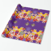 Glanzend Verpakkend Document Paarse Clown Cadeaupapier (Uitgerold)